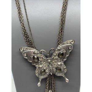 Huge Crystal Butterfly Low Neckline Statement Piec